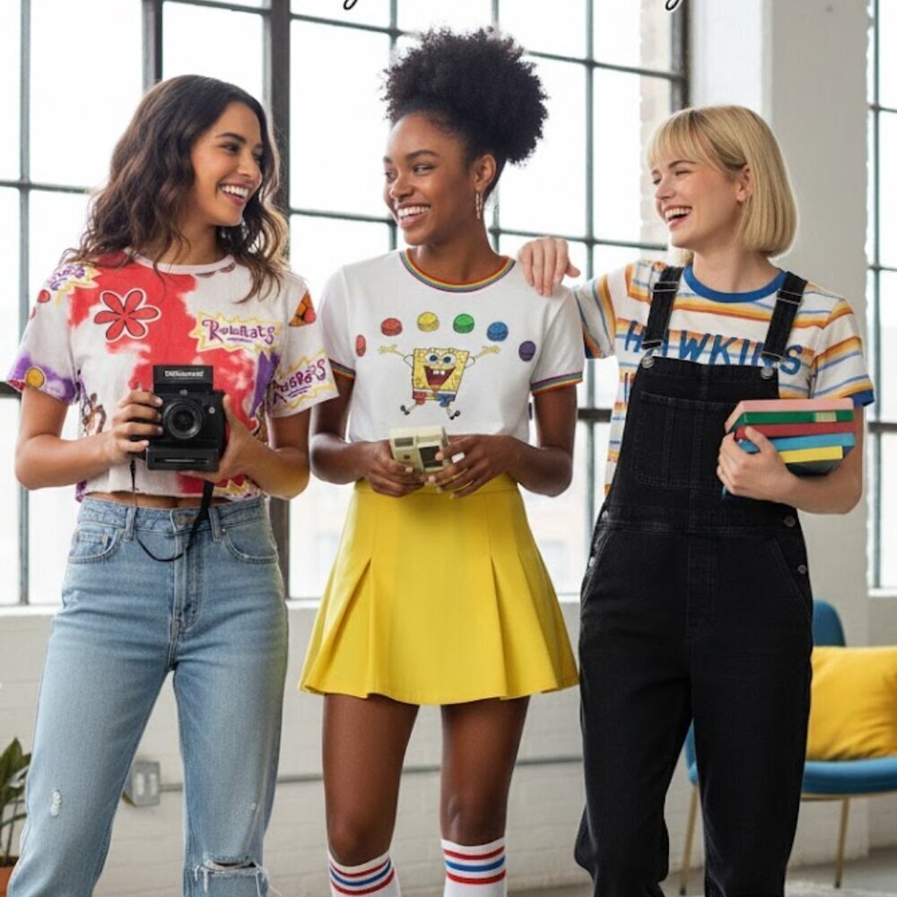 3-for-1 Graphic Tee Bundle! Rugrats, Stranger Things, & Spongebob Shirt - XS/S/M